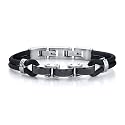 Trendy Innovation: Stainless Steel Panther Link and Rubber Cord Bracelet for Men