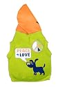 Waghearted Peace and Love Dog Hoodie, Green Combo, Medium
