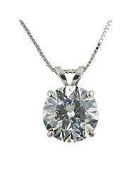 14k Gold Round-Cut 8mm Cubic Zirconia Solitaire Pendant (2 cttw)