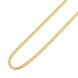 14K Yellow Gold 3mm Concave Mariner Chain Necklace with Lobster Claw Clasp - 24