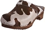 Sanita Wood Caroline Brown Cow Open Back Clogs & Mules - Factory 2nd