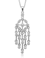 14k White Gold Filigree Diamond Chandelier Drop Pendant Necklace (GH, I1-I2, 0.28 carat)