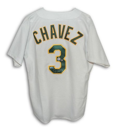 Autographed Eric Chavez Oakland A's Majestic Authentic White Jersey
