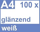 Klebefolie 100 x DIN A4 weiß glänzend - Druckerfolie, klebend, zum bedrucken, Wetterfest, Wasserfest für Laserdrucker, Outdoor