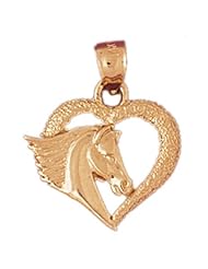 Dazzlers Solid 14k Gold Horse In Heart Charm Pendant Available in three colors from jewelsberry (weights: 2.1 grams only)
