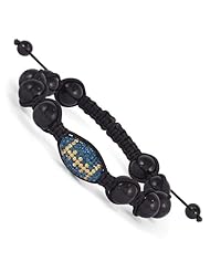 Swarovski Elements South Bend Spirit Football & Onyx Macrame Bracelet