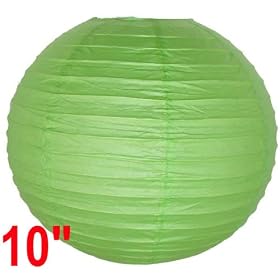 Light Green Chinese Japanese Paper Lantern Lamp 10 Diameter - Just Artifacts Brand by Just Artifacts