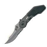 Smith & Wesson SWMP1S Military and Police Knife with MAGIC Assisted Open and Scooped Back Serrated Drop Point Blade