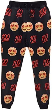 Unisex New Emoji 100 style Sweatpants Jogger Swag Trousers Sportswear (M)