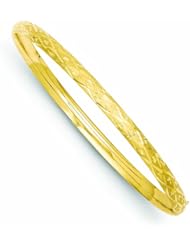 14K Gold 2/16 Diamond-cut Fancy Hinged Bangle Bracelet