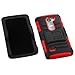 Phonelicious Hybrid Armor Dual Layer Rhino Kickstand Belt Holster Clip Combo Rugged Case Bundle with Screen Protector & Stylus for LG Power L22C & LG Leon C40 - Red
