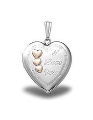 Sterling Silver Heart Locket w/ I Love You 3/4 inch x 3/4 inch
