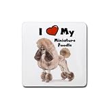 I Love My Miniature Poodle Rubber Square Coaster (4 pack)