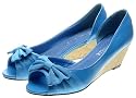 Couture Discount Peeptoes Sandalen mit Keilabsatz in Kork-Optik, Türkis (S97)