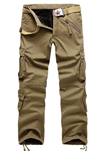 GUSER Men's Fashion Thick Lined Cold Weather Warm Straight Army Cargo Pants