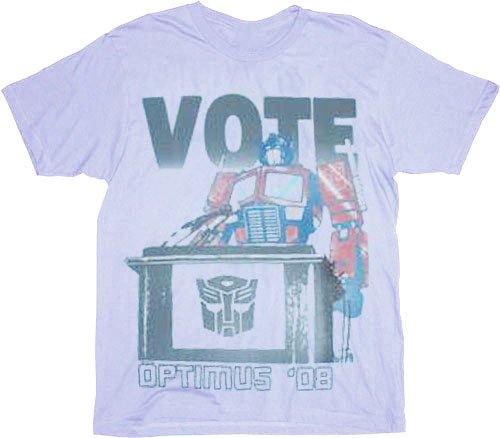  Transformers Vote Optimus Prime '08 Light Blue T-shirt Tee