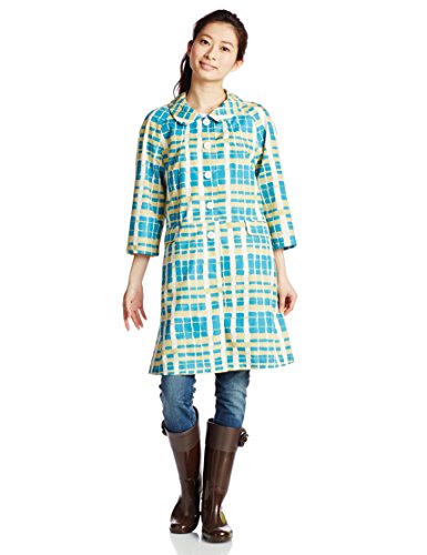 (ムーンバット)MOONBAT cocca 婦人レインコート チェック柄 Aライン袖7分丈コート