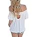 Sunward(TM) Women Off Shoulder Short Sleeve Casual Shirt (Large, White)