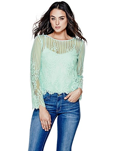 GUESS Women's Sultry Long-Sleeve Lace Shirt