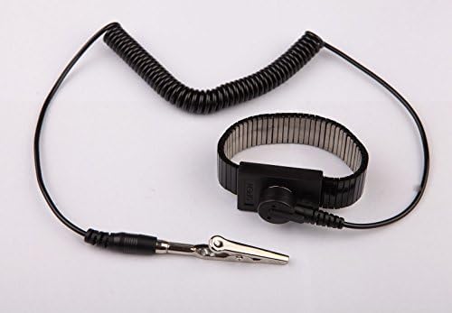 Maxsharer Anti Static Black Metal Wrist Strap Coated With Paint 10mm Snap 6ft Coil Cord