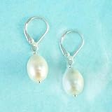 Large Pearl & Sterling Silver Drop Earrings