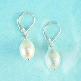Large Pearl and Sterling Silver Drop Earrings