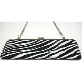Black White Zebra Striped Evening Bag Wallet Clutch