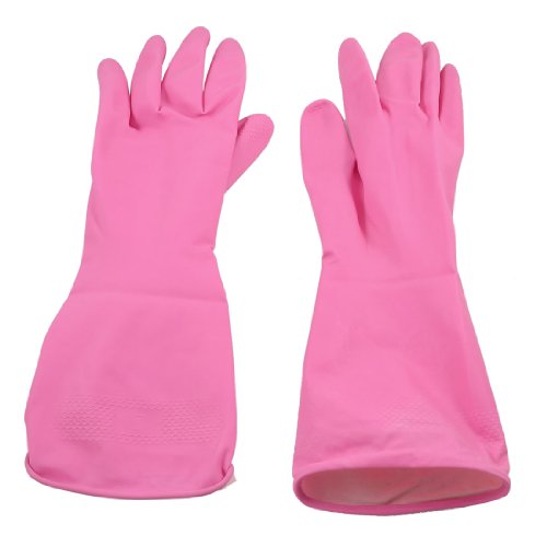 2 Psc Household Antislip Rose Pink Clean Wash Latex Gloves