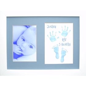 Baby Boy Blue Hand & Footprint Prints Kit, White Frame by BabyRice