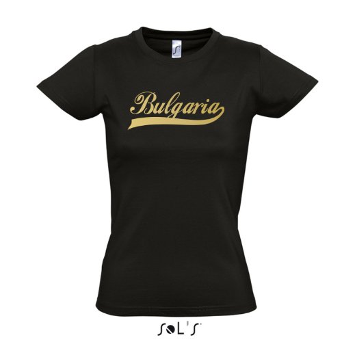 Damen T-Shirt – Bulgaria Oldschool Bulgarien LÄNDERSHIRT EM / WM FAN Trikot S-XXL , Deep black – gold , L