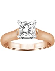 0.60 Ct Princess H/I I1 Diamond 14K Rose Gold Ring