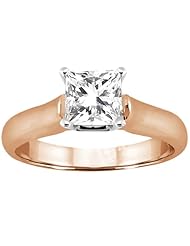 0.50 Ct Princess H/I SI1/SI2 Diamond 18K Rose Gold Ring
