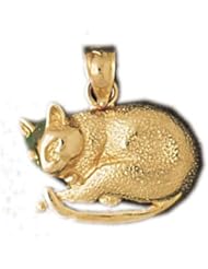 Dazzlers Solid 14k Gold Cat Charm Pendant Available in three colors from jewelsberry (weights: 2.2 grams only)