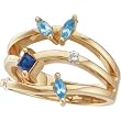 14K Yellow Gold Multi Gemstones and Diamond Ring