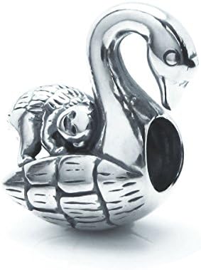 Antique 925 Sterling Silver Monkey Swan Bird Ride Bead For European Charm Bracelets