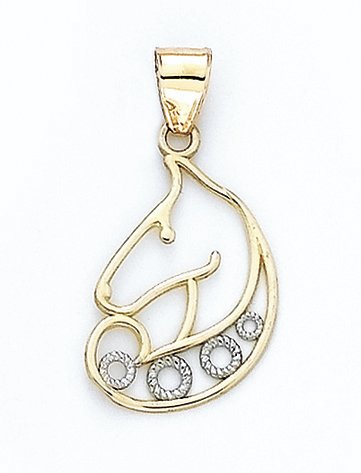 14K 2 TONE HORSE HEAD OUTLINE PEND   GH17234