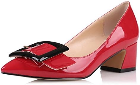 Shoexy Women's Slip-on Pumps Chunky Heels Pumps Bowknot Pointy Toe Work Party Wedding Shoes 11 M US