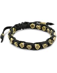 M.Cohen Handmade Designs Cornerless Brass Beads On A Leather Bracelet