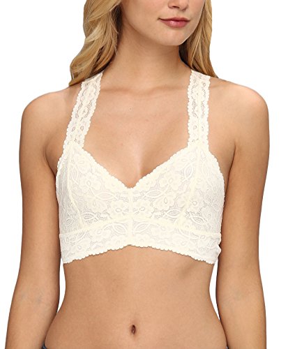 Free People Galloon Lace Racerback Crop Bra (Medium, Ivory)
