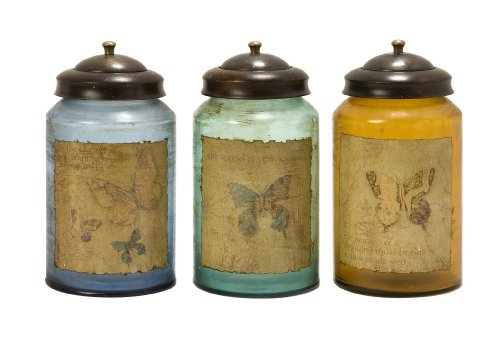 Worldly Butterfly Glass Canisters - Set of 3