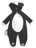 Duck Duck Goose - Newborn Unisex Holloween Pram, Skunk Hooded, Footed, Halloween Fleece Costume, Black, White