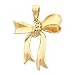14K Yellow Gold Diamond Bow Pendant - 0.03 Ct.