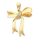 14K Yellow Gold Diamond Bow Pendant - 0.03 Ct.