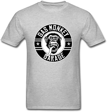 Baigo Gas Monkey White Car T-shirt Crew-Neck for Man Grey L