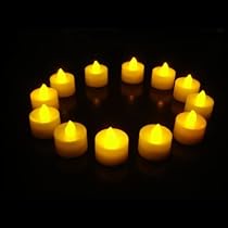 24 AMBER LED Tea Lights Flickering Candles with Lithium Battery