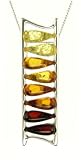Silver Ladies Oblong Multi coloured Amber Pendant And 18 Curb Chain