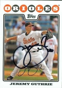 Jeremy Guthrie Autographed/Hand Signed baseball card (Baltimore Orioles) 2008 Topps #311