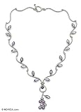 Amethyst necklace, 'Grapes of Love' 0.6 W 18.7 L
