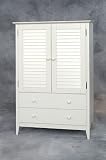 Antique White Shutter Door TV Armoire