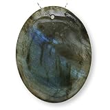 LABRADORITE GEMSTONE LARGE OVAL PENDANT FOCAL BEAD 35x45MM